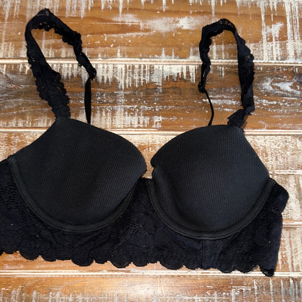 Aerie Black Lace Trim Bra